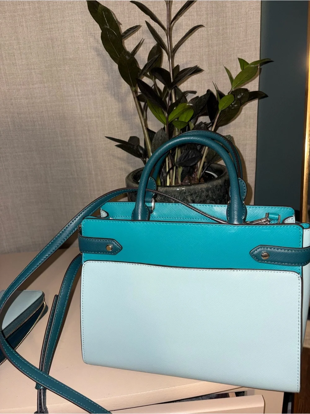 kate spade Two-Tone Teal & Light Blue Satchel with Matching Wallet